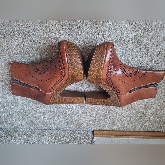 Marengo Womens Leather Mexican Zip Heeled Platform Artisan Booties Size 6.5 - Picture 7 of 9